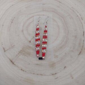 New 925‎ sterling silver Drop Earrings Red and White Stone Fashion Jewelry